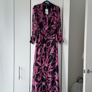 Mango Vibrant Pink and Black Maxi Dress